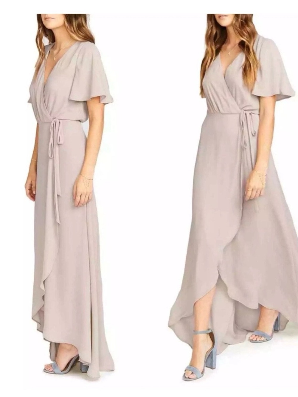 Show Me Your Mumu Sophia Wrap Dress in Taupe
Size Medium